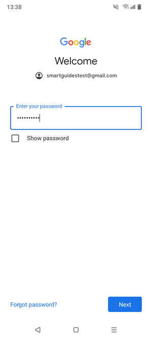 Enter your password and select Next