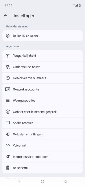Selecteer Voicemail