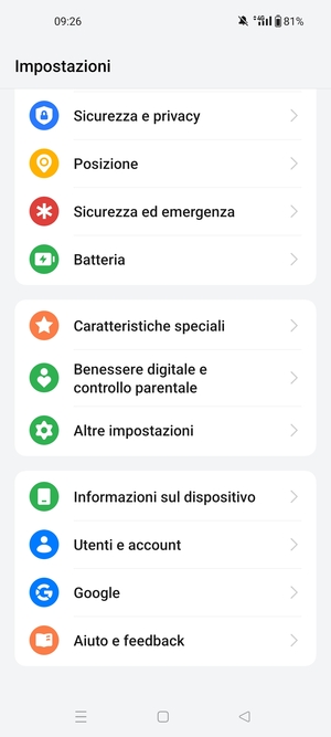 Scorri e seleziona Utenti e account