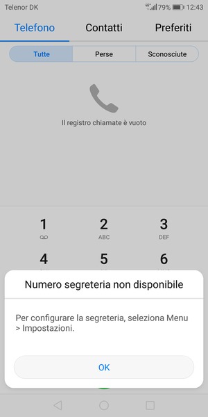 Se la segreteria telefonica non è configurata, seleziona OK
