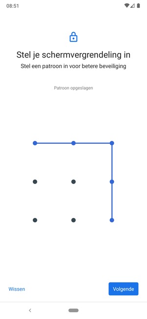 Teken een ontgrendelingspatroon en selecteer Volgende