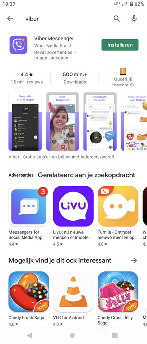 Selecteer de app