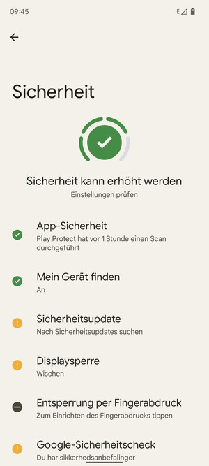 Um Ihre Bildschirmsperre zu aktivieren, gehen Sie zum Sicherheit Menü und wählen Sie  Displaysperre