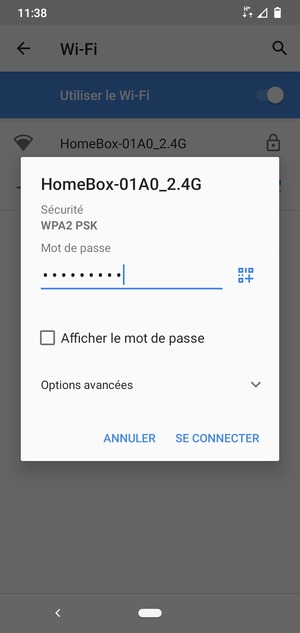 Saisissez le mot de passe du Wi-Fi et sélectionnez SE CONNECTER
