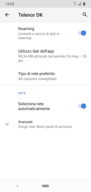 Attiva o disattiva Roaming
