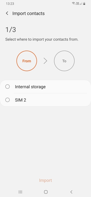 Select SIM 1 or SIM 2