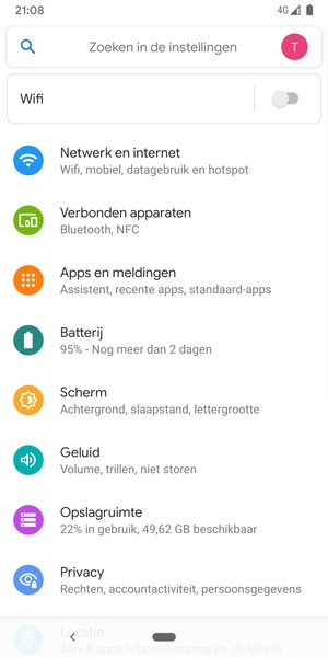 Schakel Wifi in