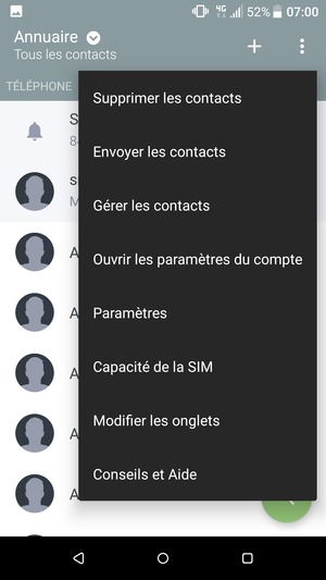 Sélectionnez Gérer les contacts