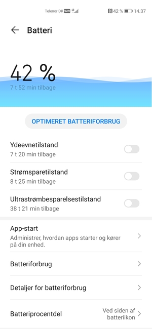 Aktiver Strømsparetilstand