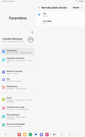 Sélectionnez le bouton du Menu