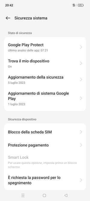 Seleziona  Blocco della scheda SIM
