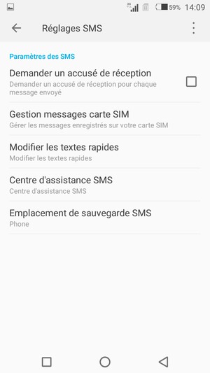 Sélectionnez Centre d'assistance SMS