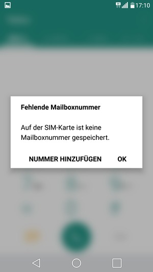 Falls Ihre Voicemail nicht eingerichtet ist, wählen Sie NUMMER HINZUFÜGEN