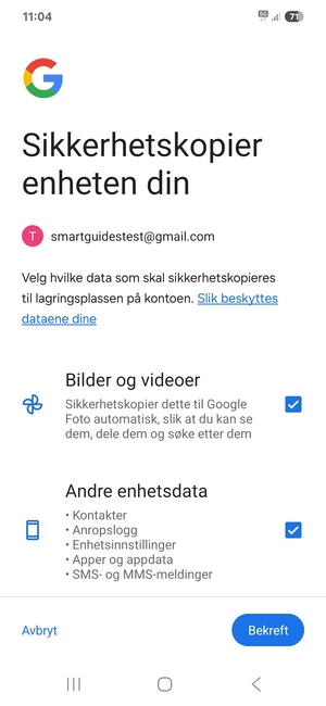 Velg ønsket alternativ og velg Bekreft