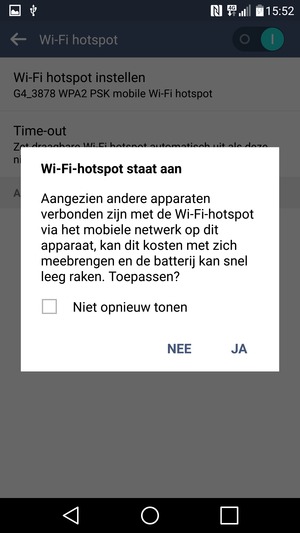 Selecteer JA