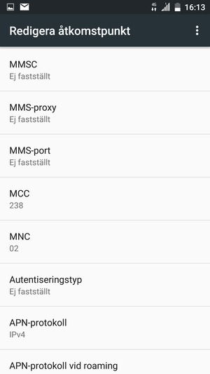 Scrolla ner och ange MMS-information