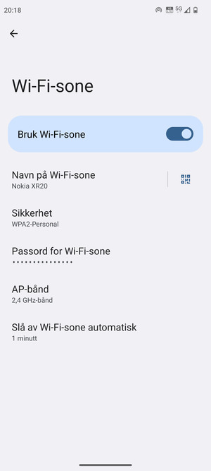 Telefonen din er konfigurert for bruk som et modem