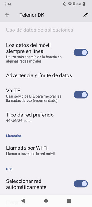 Para cambiar la red en caso de problemas de conectividad, desactive Seleccionar red automáticamente