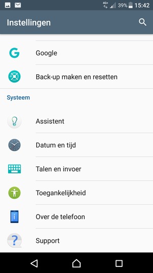 Scroll naar en selecteer Over de telefoon