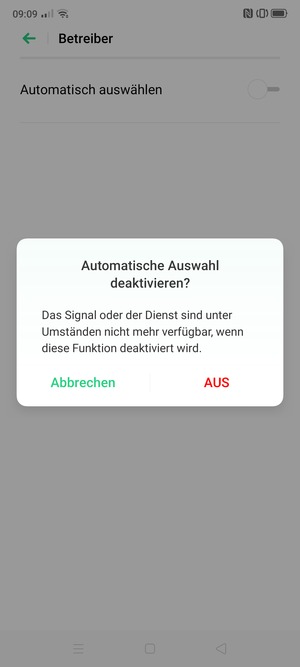 Wählen Sie AUS
