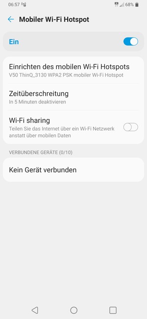 Ihr Handy ist jetzt für die Verwendung als Modem eingerichtet