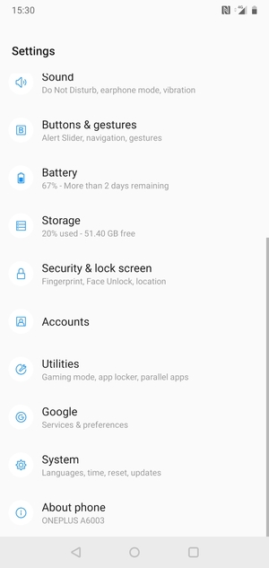 Return to the Settings menu and select Accounts