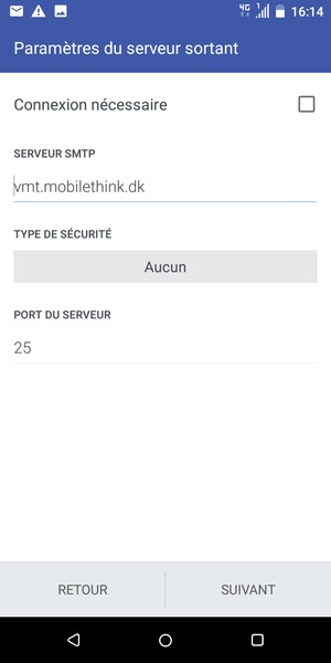 Décochez la case Connexion nécessaire et sélectionnez SUIVANT