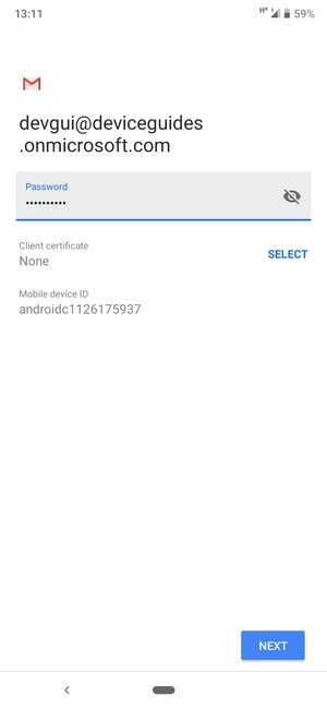 Enter your password and select NEXT