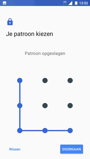 Teken een ontgrendelingspatroon en selecteer DOORGAAN
