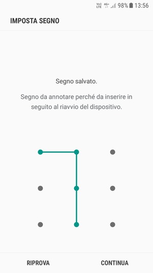 Disegna una sequenza di sblocco e seleziona CONTINUA