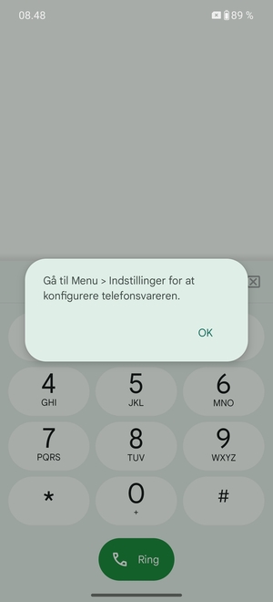 Hvis din telefonsvarer ikke er sat op, vælg OK