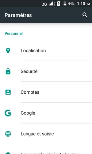 Faites défiler et sélectionnez Sécurité
