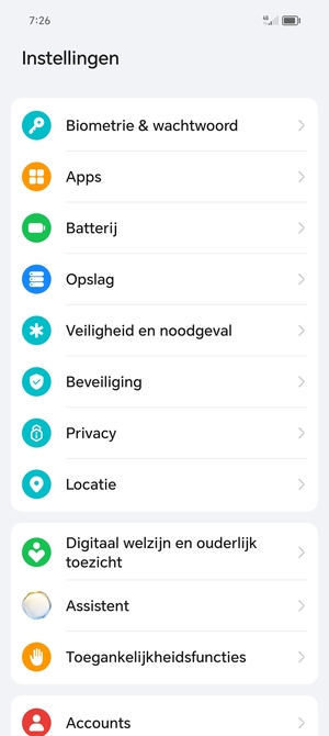 Scroll naar en selecteer Beveiliging