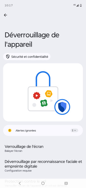 Sélectionnez Verrouillage de l'ecran