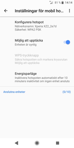 Välj Konfigurera hotspot