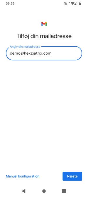 Indtast din e-mailadresse og vælg Næste