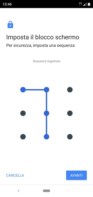 Disegna una sequenza di sblocco e seleziona AVANTI
