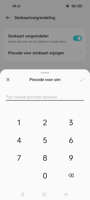 Bevestig uw nieuwe pincode voor de simkaart en selecteer OK