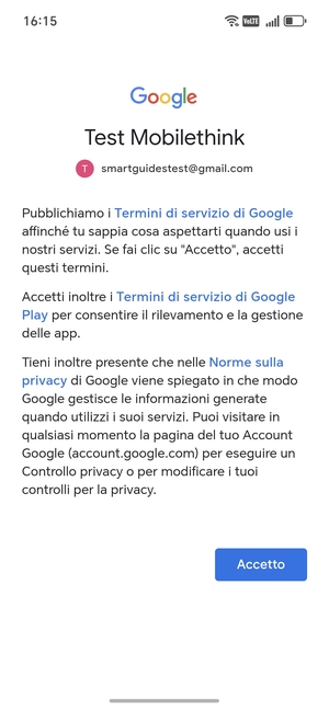 Seleziona Accetto