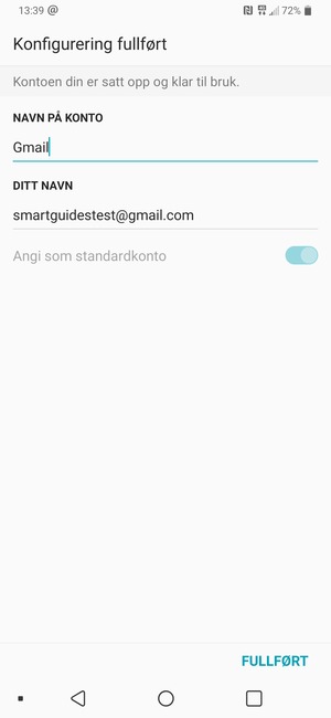 Gi kontoen din et navn, og skriv inn navnet ditt. Velg FULLFØRT