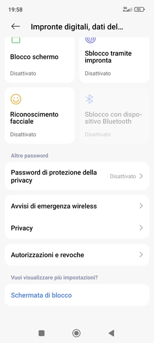 Scorri e seleziona Privacy