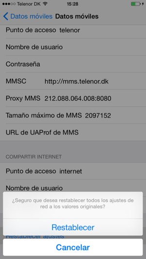 Seleccione Restablecer