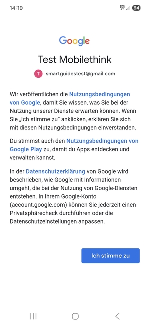 Wählen Sie Ich stimme zu