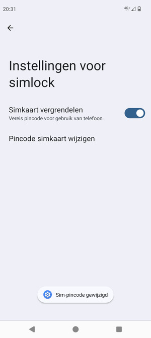 Uw Sim-pincode is gewijzigd