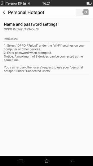 Select Name and password settings