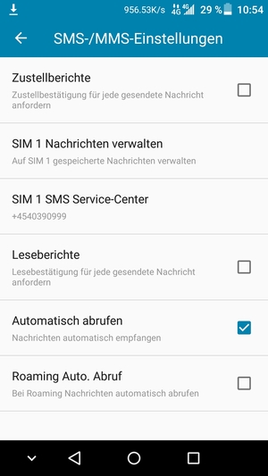 Wählen Sie SMS Service-Center