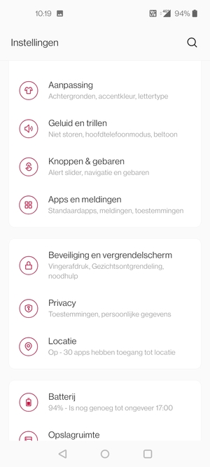 Scroll naar en selecteer Beveiliging en vergrendelscherm