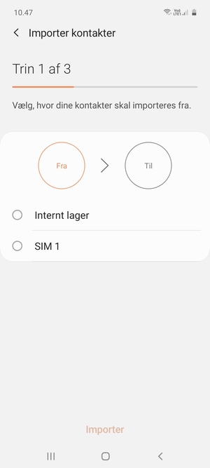 Vælg SIM 1 eller SIM 2