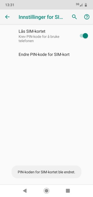 Din PIN-kode for SIM-kort er endret