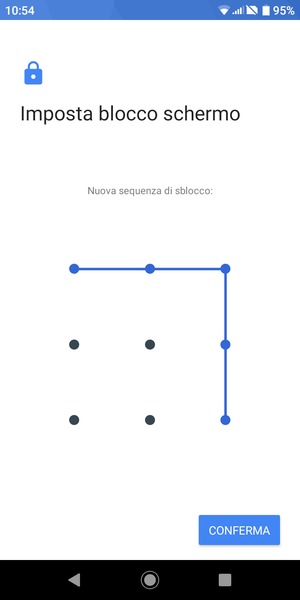 Disegna nuovamente la sequenza di sblocco e seleziona CONFERMA